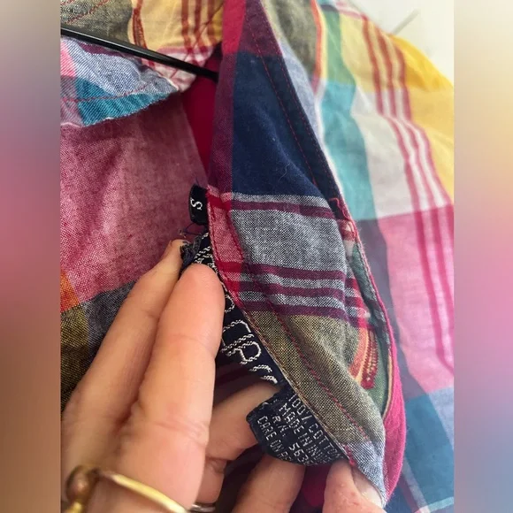 Vintage 90s made in India cotton Ace & Jig vibes plaid festival crop top S - Picture 5 of 7